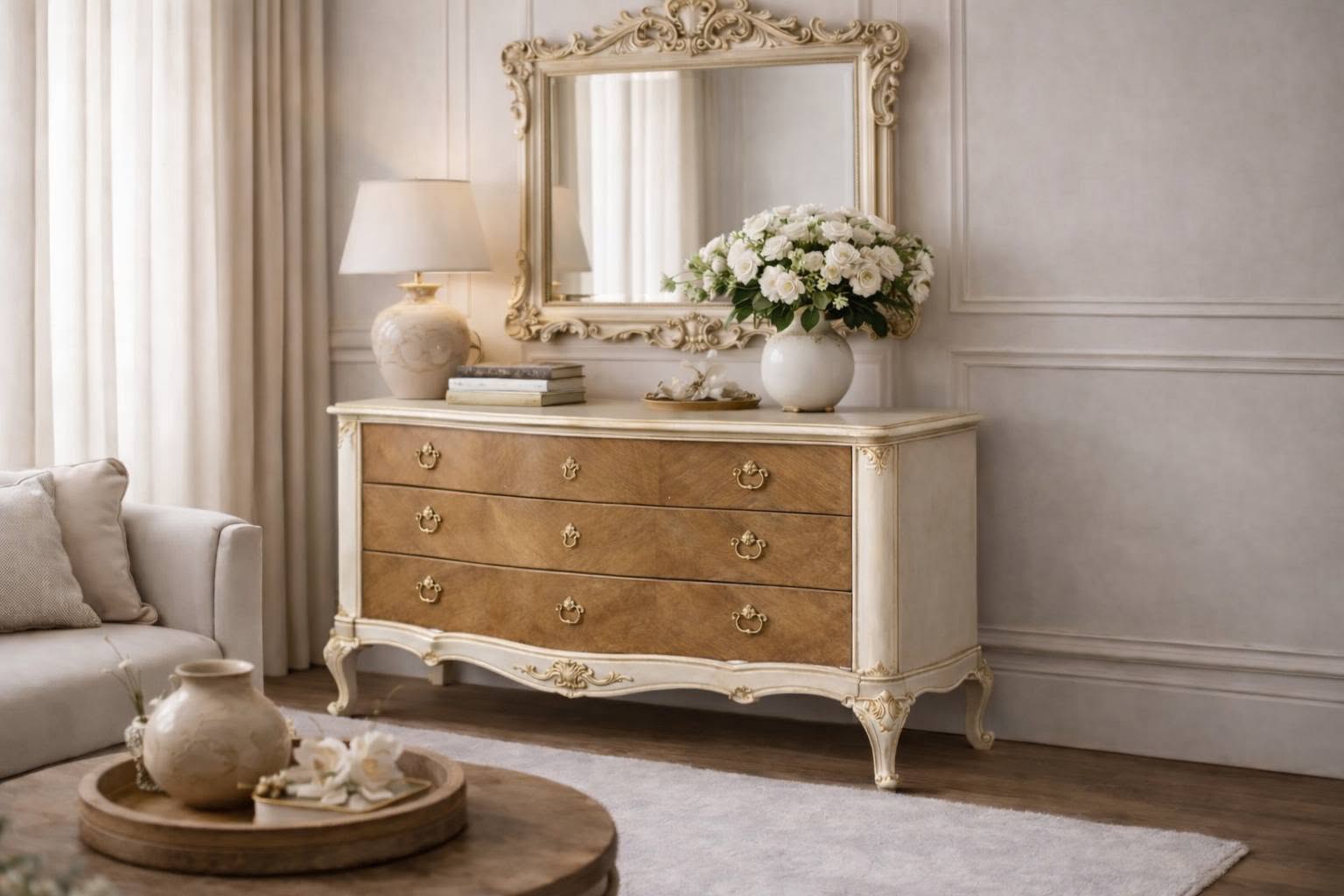 SERAH – Credenza Artigianale Stile Maison du Mar | L 138 × P 56 × H 90 cm