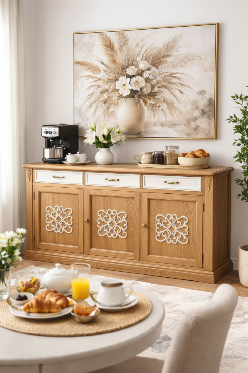 Madia legno naturale cassetti bianchi v2